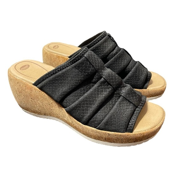 Dr. Scholl’s Women's Praise Up Slides Cork Slip-On Peep-Toe Wedge Heels Size 11M - Picture 1 of 6